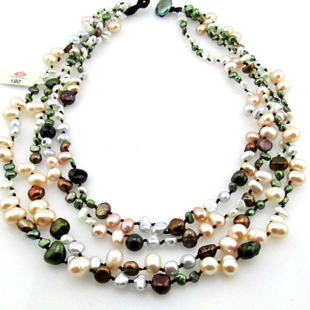 Genuine Multi-Strand Freshwater Pearl Necklace